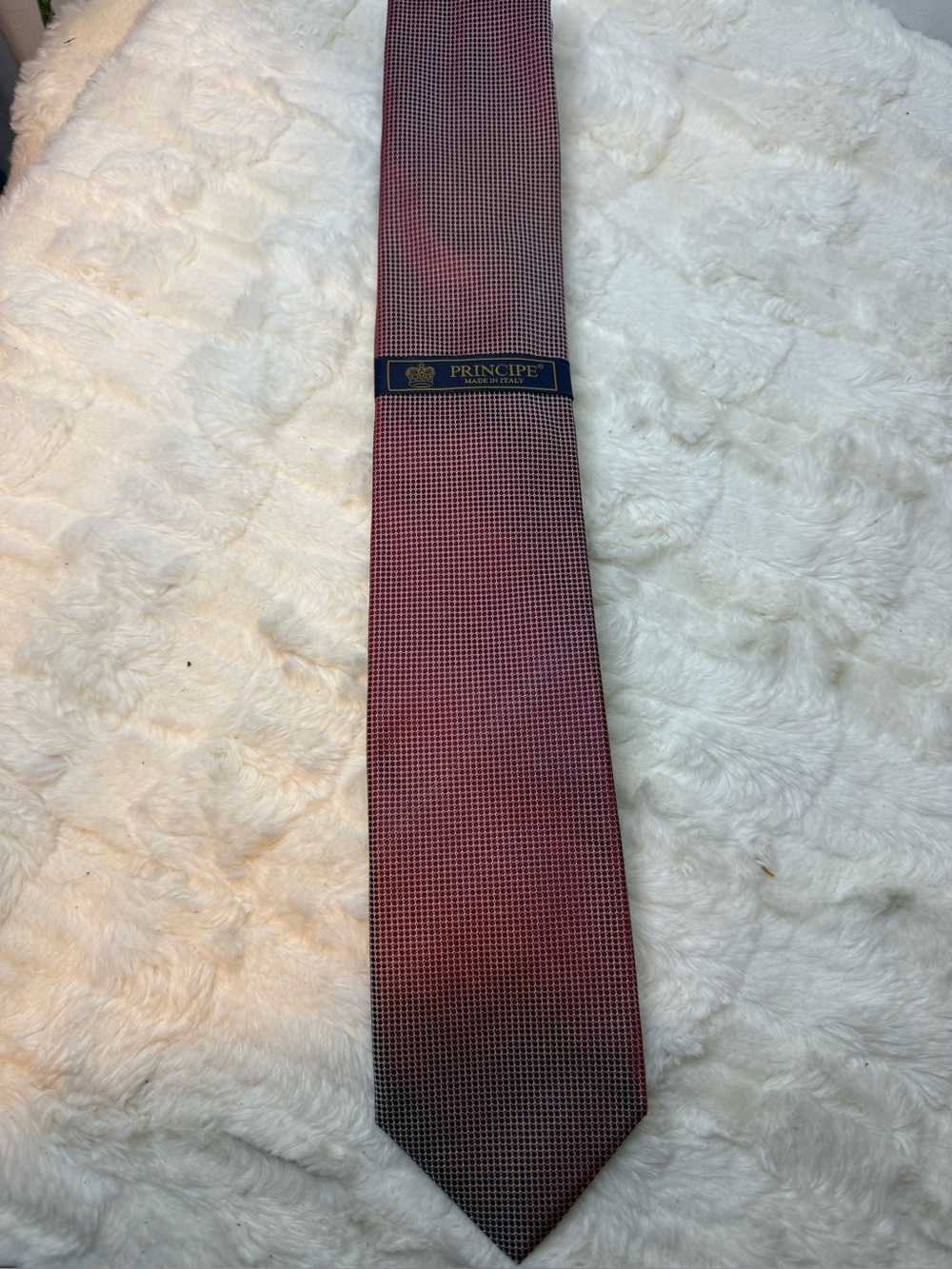 NWT Principe 100% Silk Burgundy Geometric Tie Made in Italy